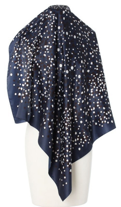 Elegancka Chusta Apaszka Włoska 90x90 w Groszki granatowa