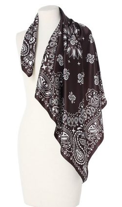 czarna Bandana Chusta Apaszka damska Włoska 90x90 rebel Paisley