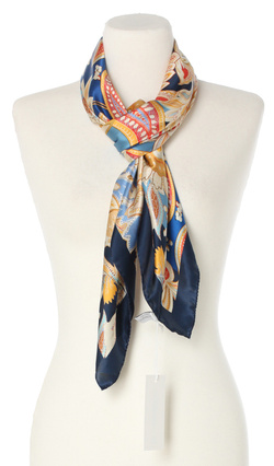 Elegancka jedwabna apaszka chusta włoska Laura Biagiotti ekskluzywna 90x90 Italian Silk granatowa