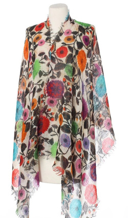 Piękny duży szal całoroczny z lekkiej wełny kaszmirowej Duża kolorowa chusta do sukienki Laura Verdiani