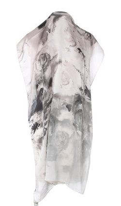 Jedwabny duży szal Marina D'Este 70x180cm jedwab Silk Ombre szary czarny