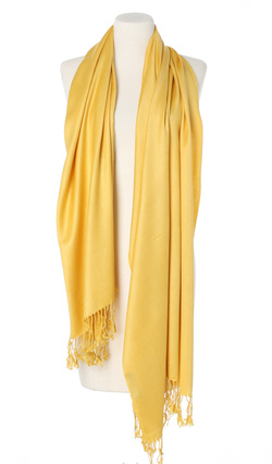 Duży szal z połyskiem pashmina 70x180cm całoroczny z wiskozy do płaszcza i kurtki żółty szalik