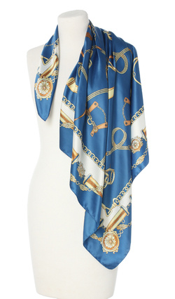 granatowa chusta włoska apaszka elegancka na piękny prezent 90x90cm Made in Italy