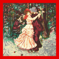 Elegancka Chusta Apaszka Włoska 90x90cm Renoir czerwona