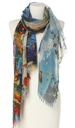 Piękny duży szal całoroczny z lekkiej wełny kaszmirowej Duża kolorowa chusta do sukienki Laura Verdiani
