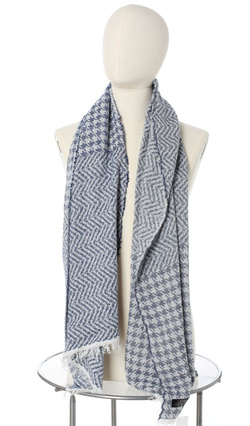 Męski ekskluzywny szalik kaszmirowy 55x180cm pepitka denim szary made in Italy