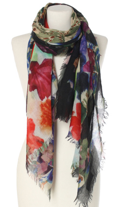 Piękny duży szal całoroczny z lekkiej wełny kaszmirowej Duża kolorowa chusta do sukienki Laura Verdiani