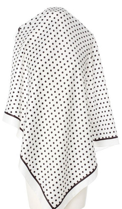biała Chusta Apaszka w czarne groszki Włoska 90x90cm elegancka