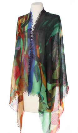 Piękny duży szal całoroczny z lekkiej wełny kaszmirowej Duża kolorowa chusta do sukienki Laura Verdiani