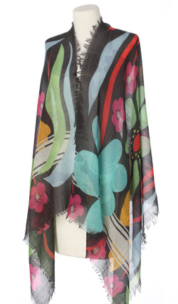 Piękny duży szal całoroczny z lekkiej wełny kaszmirowej Duża kolorowa chusta do sukienki Laura Verdiani