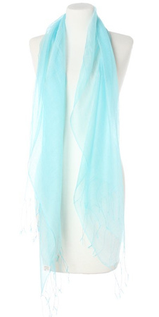 Szal turkusowy mgiełka Lekki Jedwab z Bawełną na wiosnę i lato sukienki