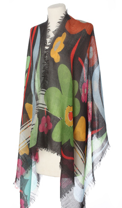 Piękny duży szal całoroczny z lekkiej wełny kaszmirowej Duża kolorowa chusta do sukienki Laura Verdiani