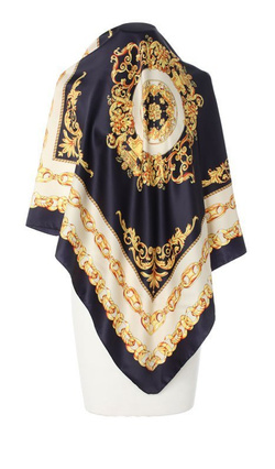 Klasyczna Chusta Apaszka Włoska 90x90 Elegancka granatowa