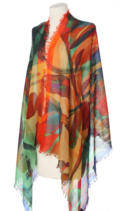 Piękny duży szal całoroczny z lekkiej wełny kaszmirowej Duża kolorowa chusta do sukienki Laura Verdiani