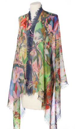 Piękny duży szal całoroczny z lekkiej wełny kaszmirowej Duża kolorowa chusta do sukienki Laura Verdiani