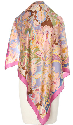 Elegancka jedwabna apaszka chusta włoska Laura Biagiotti ekskluzywna 90x90 Italian Silk różowa