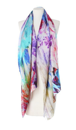 Jedwabny duży szal włoski Chusta Laura Biagiotti 70x180cm Jedwab Silk kolorowy