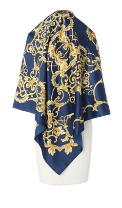 modna Apaszka Chusta elegancka Made in Italy 90x90cm granatowa