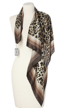 Ekskluzywna apaszka z jedwabiu chusta włoska w cętki pantera Marina D'Este 90x90 Italian Silk Animal Print