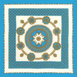 niebieska Chusta w łańcuchy Apaszka elegancka włoska 90x90cm