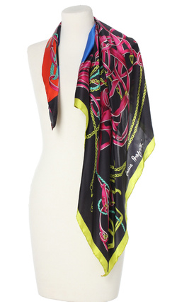 elegancka jedwabna Apaszka Chusta Włoska Laura Biagiotti ekskluzywna Italian Silk czarna