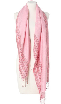 Szal Szalik Pashmina 70x180cm Jesienny Całoroczny do płaszcza Wiskoza z Jedwabiem jasny róż