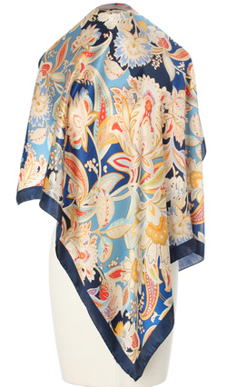 Elegancka jedwabna apaszka chusta włoska Laura Biagiotti ekskluzywna 90x90 Italian Silk granatowa