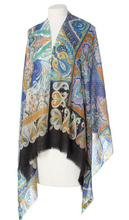 Elegancki Szal damski Laura Verdiani 70x180 Wełna Modal Paisley niebieski