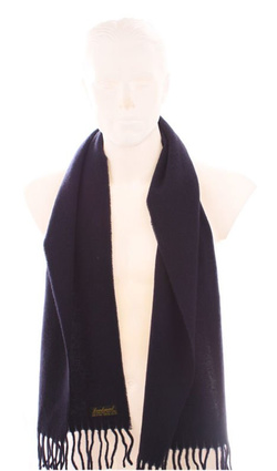 Szal Wełna LAMBSWOOL 30x140 Gładki Unisex ciemny granat