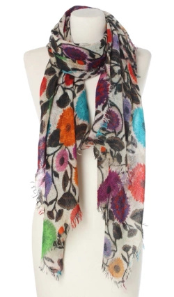 Piękny duży szal całoroczny z lekkiej wełny kaszmirowej Duża kolorowa chusta do sukienki Laura Verdiani
