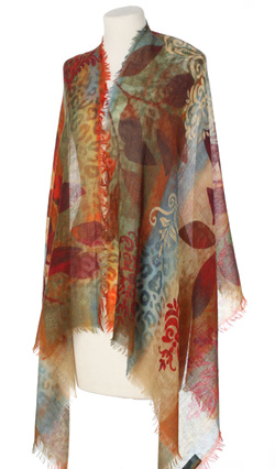 Piękny duży szal całoroczny z lekkiej wełny kaszmirowej Duża kolorowa chusta do sukienki Laura Verdiani