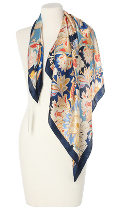 Elegancka jedwabna apaszka chusta włoska Laura Biagiotti ekskluzywna 90x90 Italian Silk granatowa