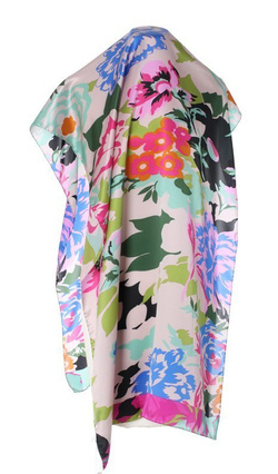 Jedwabny duży szal włoska chusta Laura Biagiotti 70x180cm Jedwab Silk Kwiaty