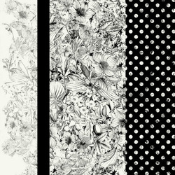 czarno biała Chusta w kwiaty i grochy Apaszka Włoska 90x90 elegancka