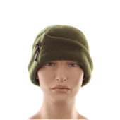Czapka Zimowa z Otokiem 100% Wełna Zamek wojskowa zieleń