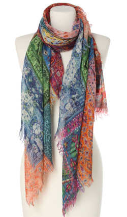 Piękny duży szal całoroczny z lekkiej wełny kaszmirowej Duża kolorowa chusta do sukienki Laura Verdiani
