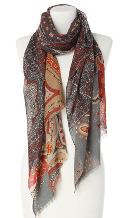 elegancka Chusta wełniana Laura Verdiani 70x180cm wzór turecki Paisley do sukienki
