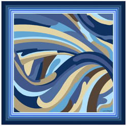 Ekskluzywna apaszka z jedwabiu chusta włoska Laura Biagiotti 90x90 Italian Silk granatowa niebieska