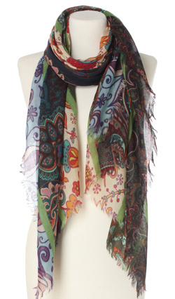 Piękny duży szal całoroczny z lekkiej wełny kaszmirowej Duża kolorowa chusta do sukienki Laura Verdiani