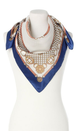 Elegancka Satynowa Apaszka Szal Chusta Klasyczna Włoska 90x90cm kobaltowa