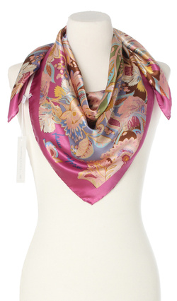 Elegancka jedwabna apaszka chusta włoska Laura Biagiotti ekskluzywna 90x90 Italian Silk różowa