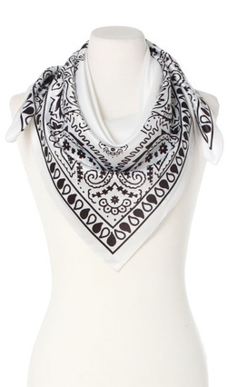 biała Chusta Bandana Apaszka damska Włoska 90x90 rebel Paisley