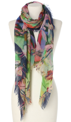 Piękny duży szal całoroczny z lekkiej wełny kaszmirowej Duża kolorowa chusta do sukienki Laura Verdiani
