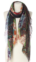 Piękny duży szal całoroczny z lekkiej wełny kaszmirowej Duża kolorowa chusta do sukienki Laura Verdiani