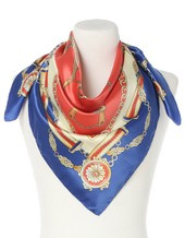 granatowa czerwona chusta włoska apaszka elegancka na piękny prezent 90x90cm Made in Italy