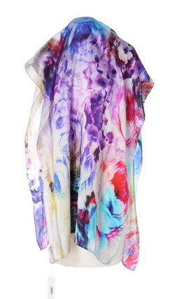 Jedwabny duży szal włoski Chusta Laura Biagiotti 70x180cm Jedwab Silk kolorowy