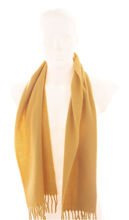 Wełniany gładki szal męski unisex 100% wełna LAMBSWOOL 30x140cm kolor ciemny żółty