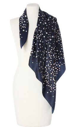 Elegancka Chusta Apaszka Włoska 90x90 w Groszki granatowa