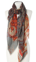 elegancka Chusta wełniana Laura Verdiani 70x180cm wzór turecki Paisley do sukienki