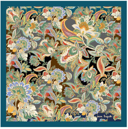 Elegancka jedwabna apaszka chusta włoska Laura Biagiotti ekskluzywna 90x90 Italian Silk morska turkusowa